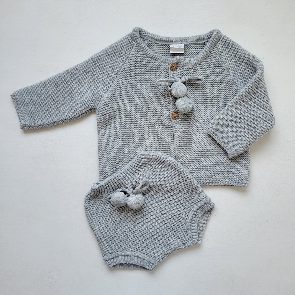 6M Grey Knit Baby Outfit